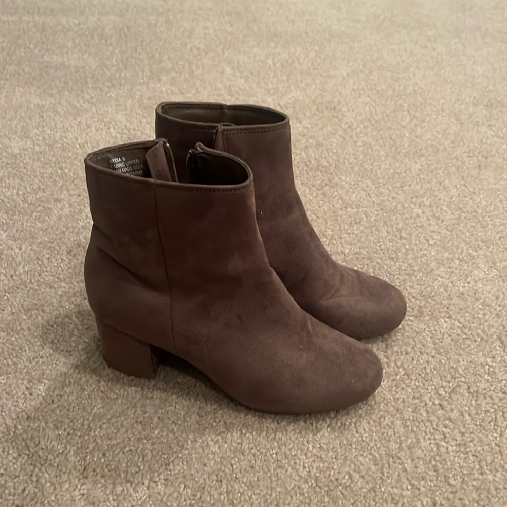 brown suede booties